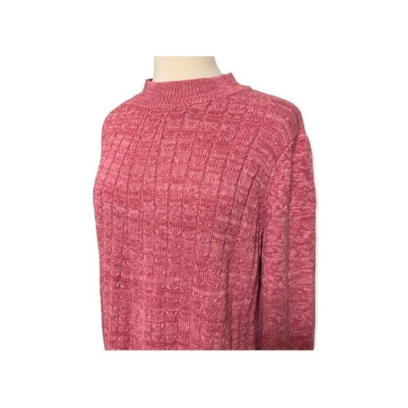 Plus Size Woman Within Pink Long Sleeve Knitted Sweater size 1X Low Turtleneck - Picture 3 of 9